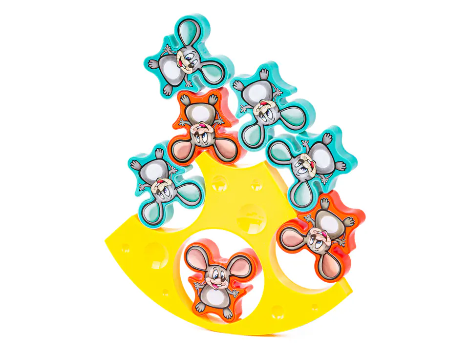 Zręcznościowa Gra BALANSUJĄCE MYSZKI Tumbling Mice Game, Serowa Wieża, Klocki, Układanka