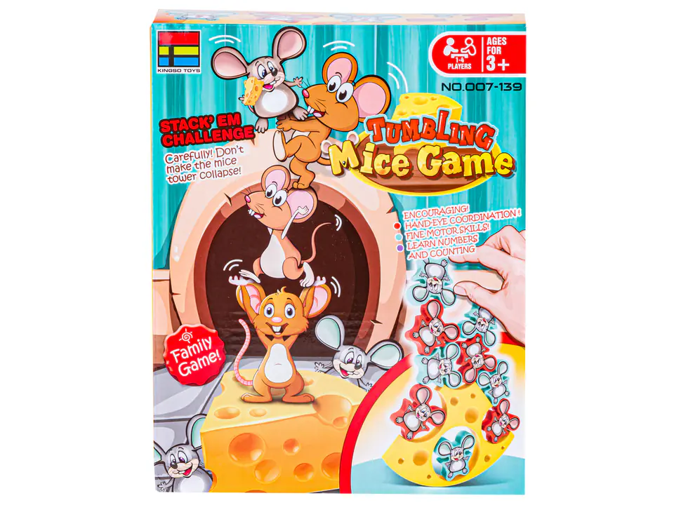 Zręcznościowa Gra BALANSUJĄCE MYSZKI Tumbling Mice Game, Serowa Wieża, Klocki, Układanka