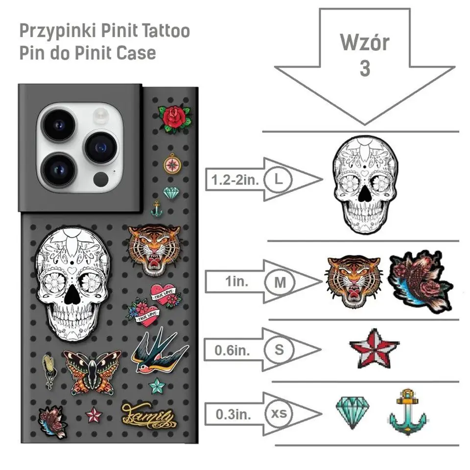 Przypinki Pinit Tattoo Pin do Pinit Case Wzór 3