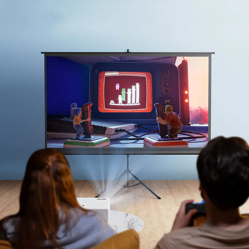 Projekcyjny ekran z podstawą, Projekcyjny ekran Pixthink 84 cali, Projekcyjny ekran 4K HD, Projekcyjny ekran na zewnątrz, Projekcyjny ekran na wieczór filmowy