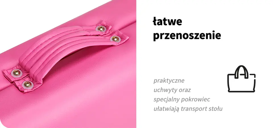 Stół składany do masażu aluminiowy komfort Activ Fizjo 2 segmentowe róż czarne aluminium