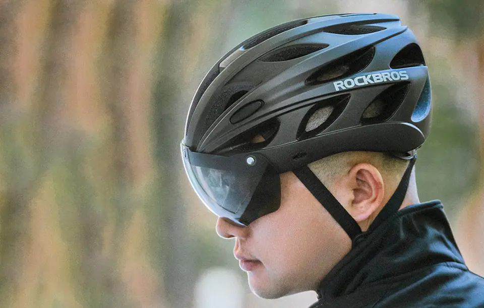 Kask rowerowy regulowany + okulary Rockbros TT-16 (czarny)