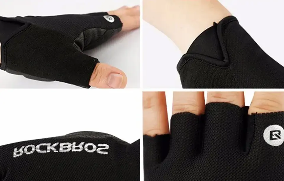 Rękawiczki z odkrytymi palcami na rower Rockbros rozmiar: S S106BK-S (czarne)