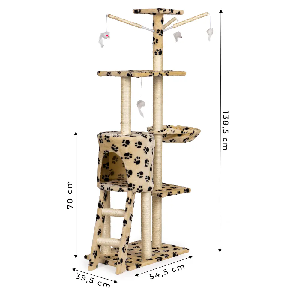 Drapak dla kota domek drzewo legowisko 138 cm XL odciski łapek Petsi