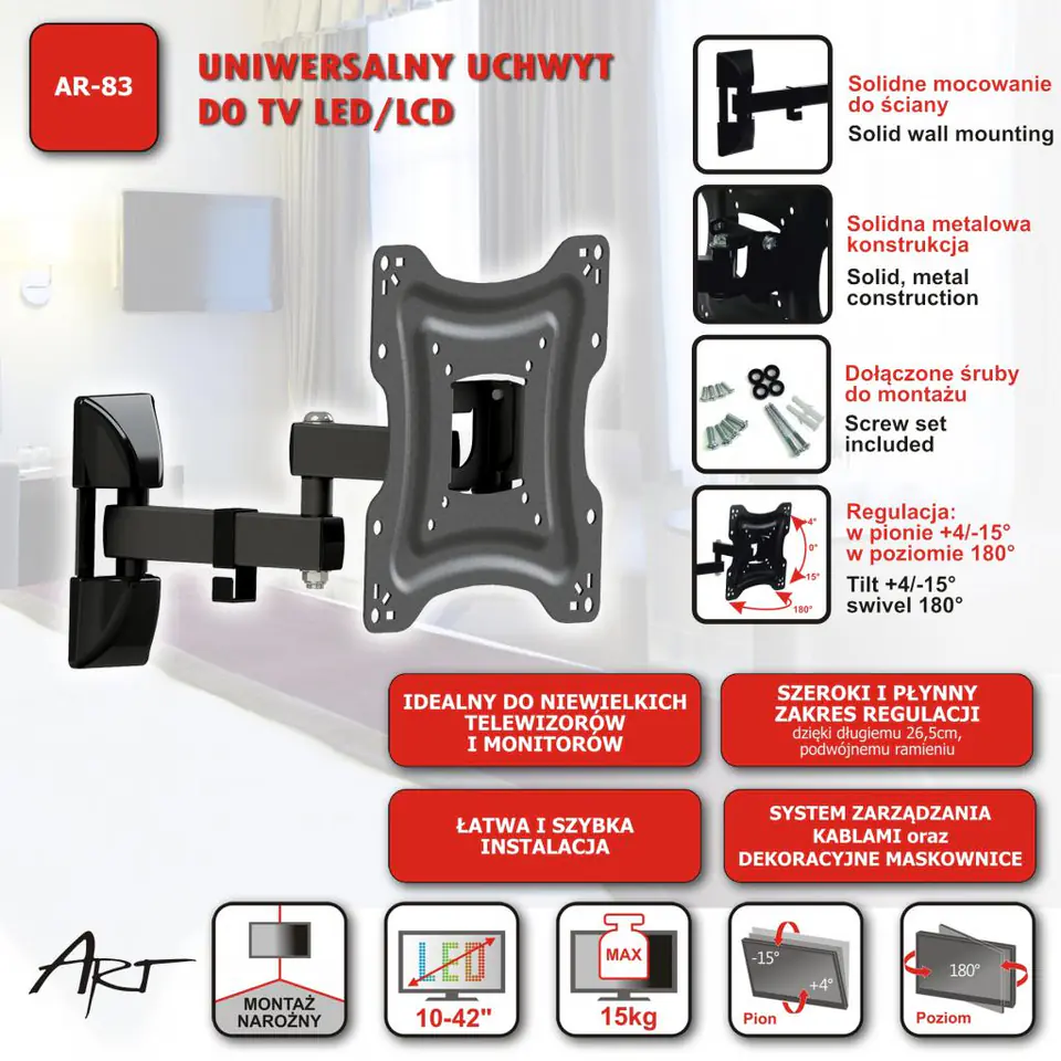 Uchwyt do telewizora ART AR-83 (10-42")