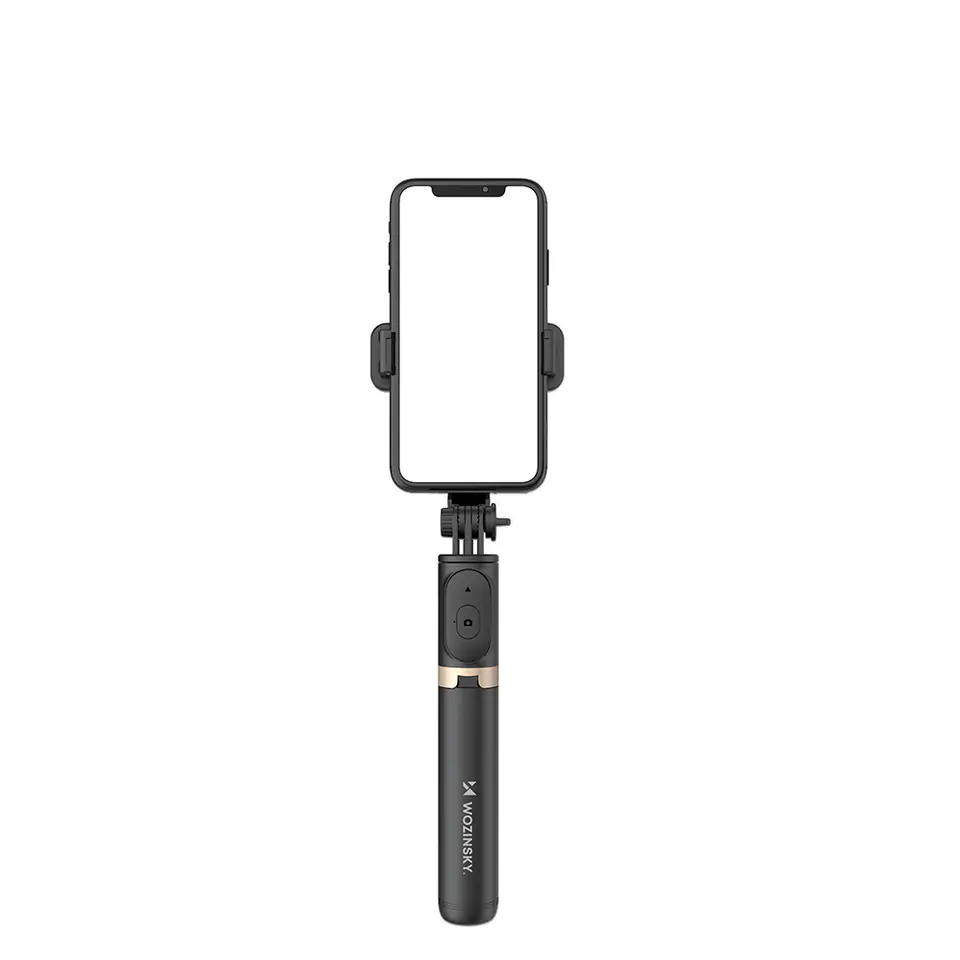 Złożony selfie stick ze statywem i pilotem Bluetooth Wozinsky WSSTK-01-BK