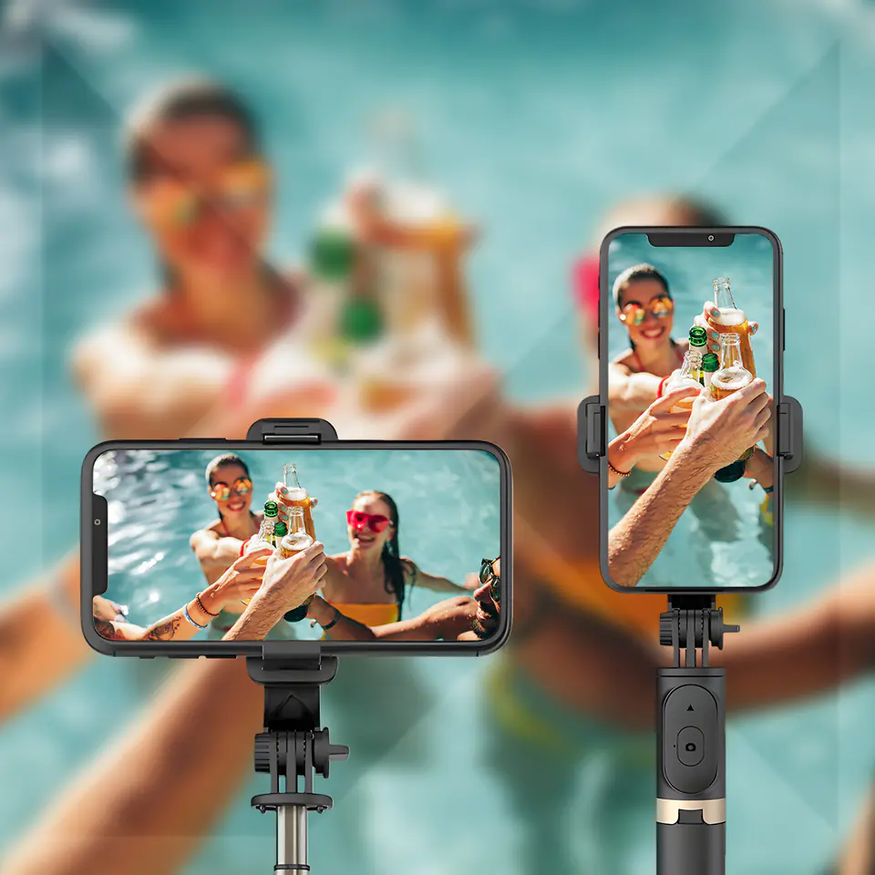 Selfie stick z teleskopowym statywem Wozinsky WSSTK-01-BK idealny podczas podróży