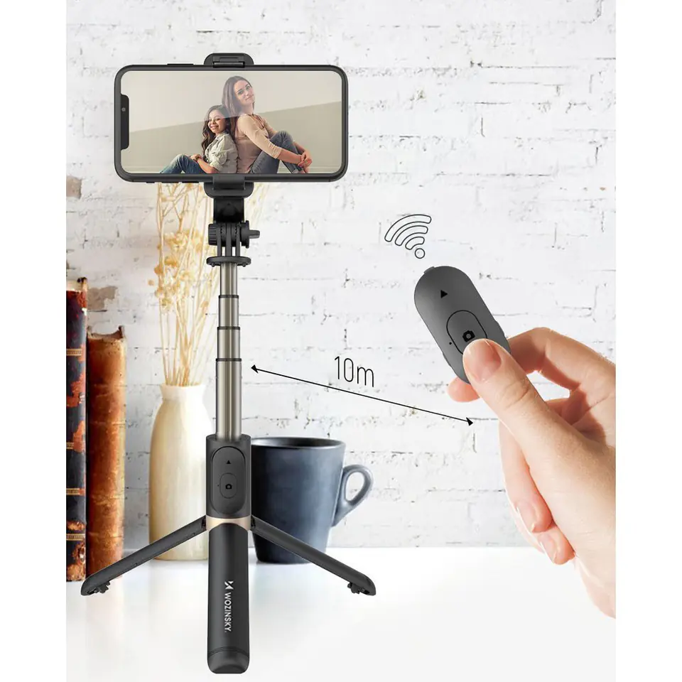 Selfie stick z pilotem Bluetooth Wozinsky WSSTK-01-BK