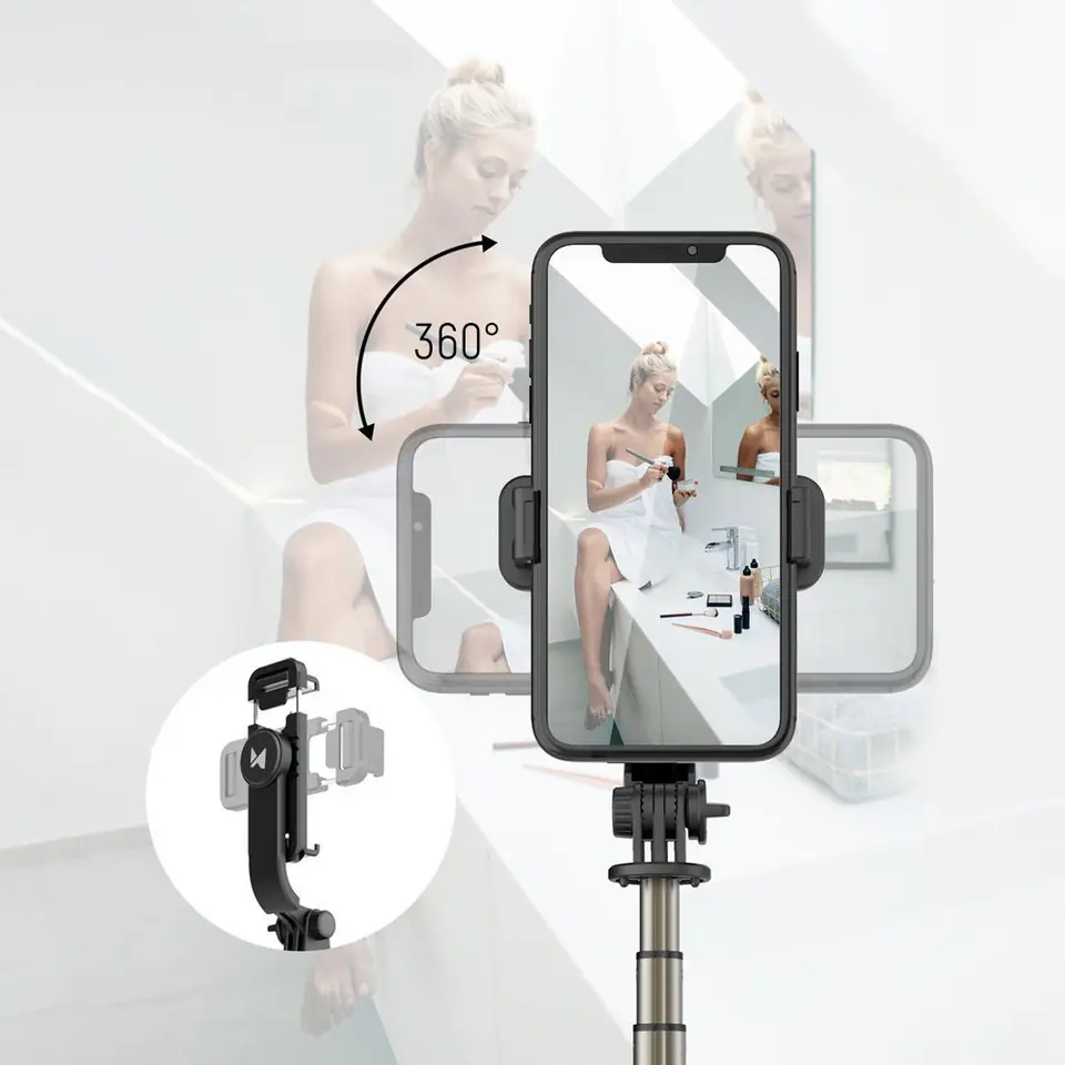 Obrotowy selfie stick Wozinsky WSSTK-01-BK