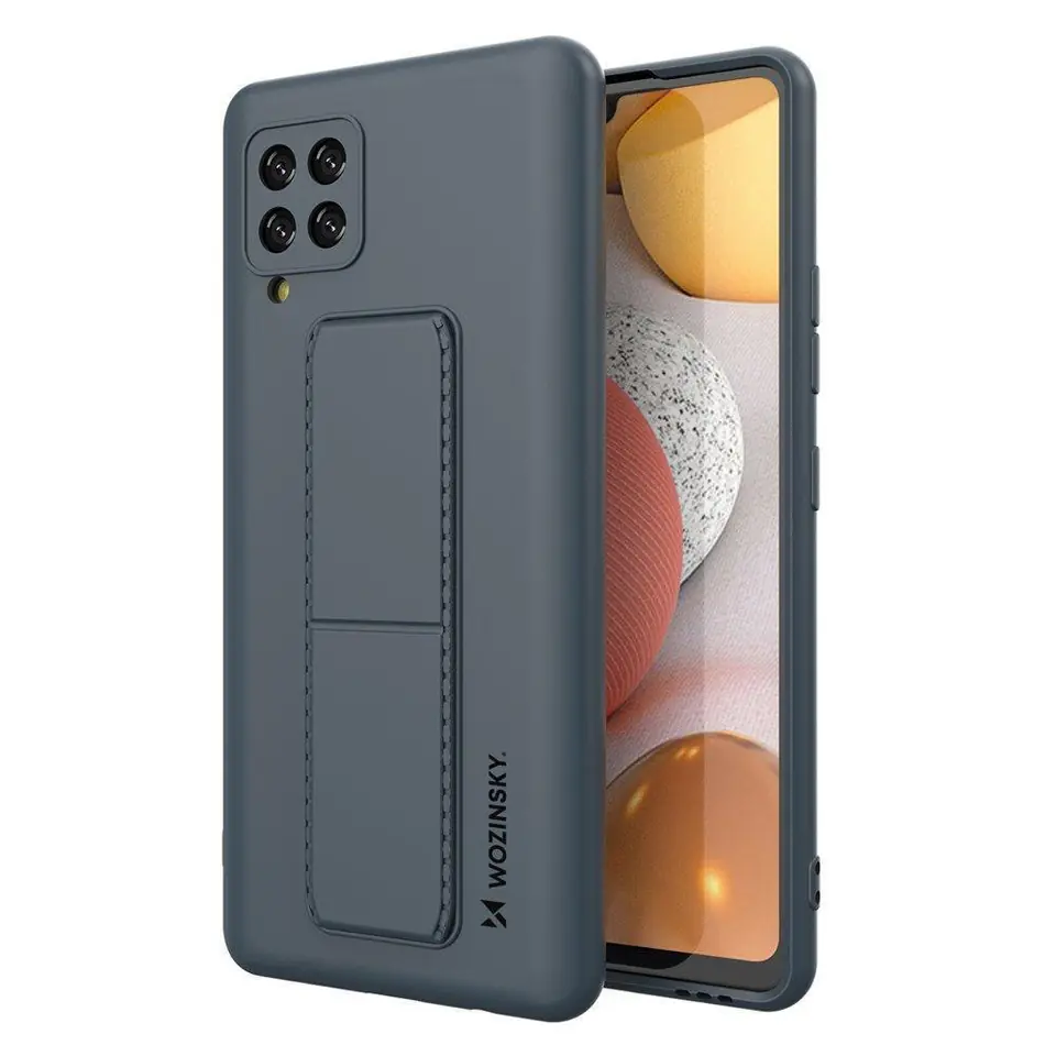 Silikonowe etui z podstawką Wozinsky Kickstand Case - etui Samsung Galaxy A42 5G - granatowe