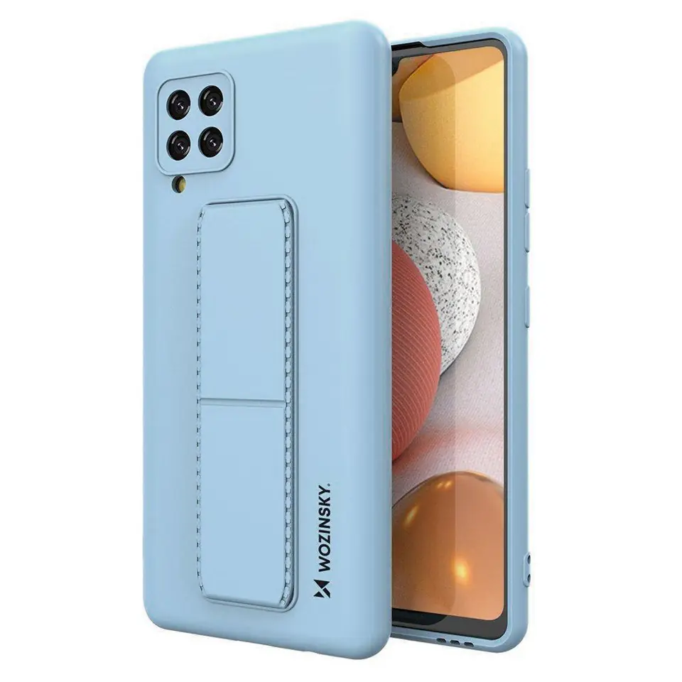 Silikonowe etui z podstawką Wozinsky Kickstand Case - etui Samsung Galaxy A42 5G - jasnoniebieskie