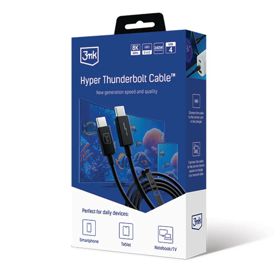 3MK Hyper ThunderBolt Cable USB-C/USB-C 1m 240W 5A