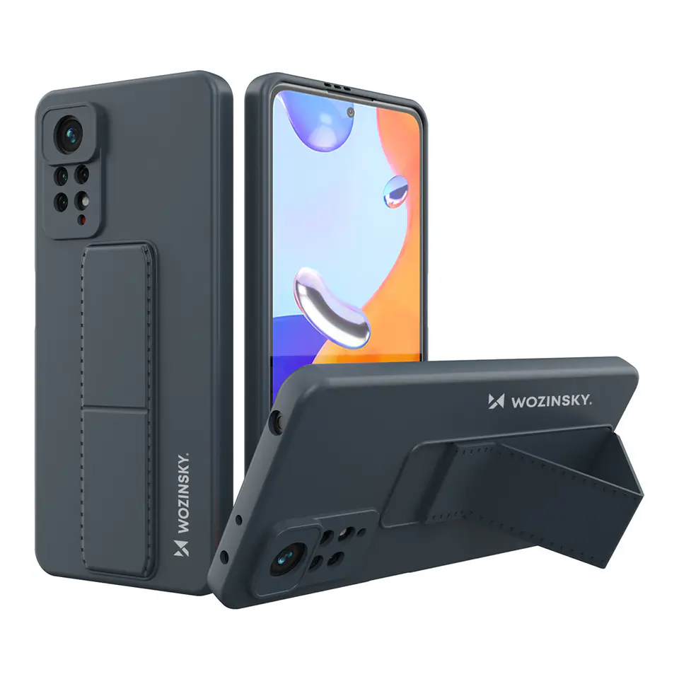 Silikonowe etui z podstawką Wozinsky Kickstand Case - etui Xiaomi Poco X4 Pro 5G - granatowe