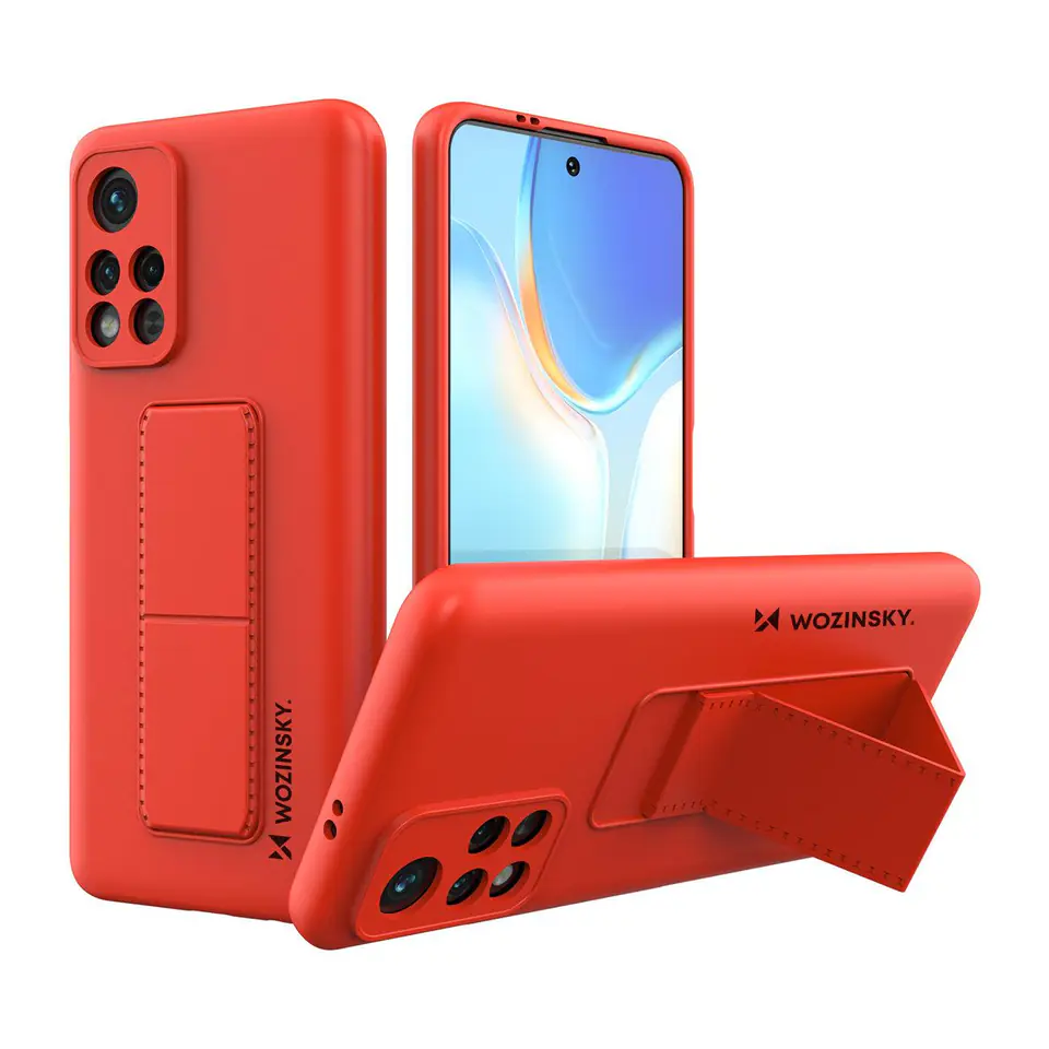 Silikonowe etui z podstawką Wozinsky Kickstand Case - etui Xiaomi Redmi 10 - czerwone