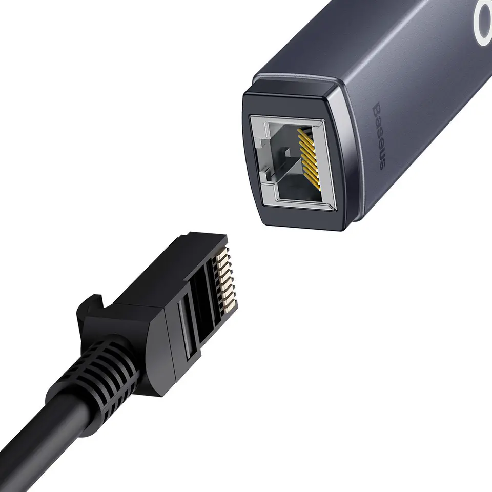 Baseus Lite Series adapter USB Typ C - RJ45 gniazdo LAN 1000Mbps czarny (WKQX000313)