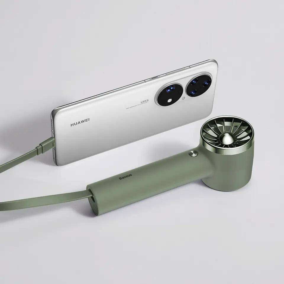Baseus mini wentylator wiatrak powerbank z wbudowanym kablem USB Typ C 4000mAh zielony (ACFX010106)