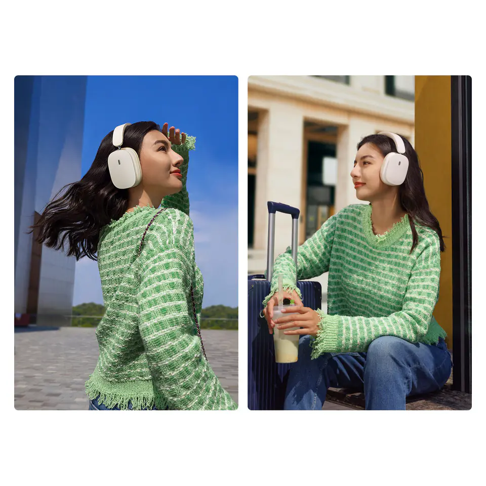 Baseus Bowie H1 słuchawki bezprzewodowe Bluetooth 5.2 ANC biały (NGTW230002)