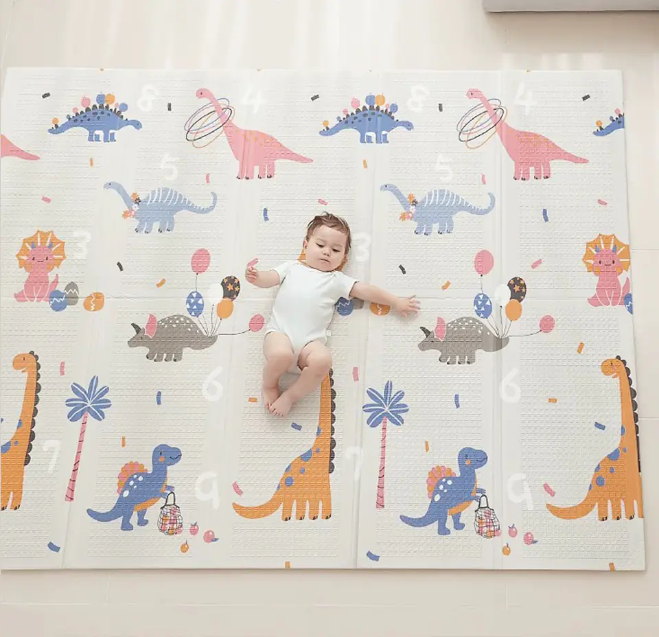 MATA PIANKOWA DWUSTRONNA SKŁADANA DUŻA 150 CM X 200 CM KOSMOS DINOZAURY