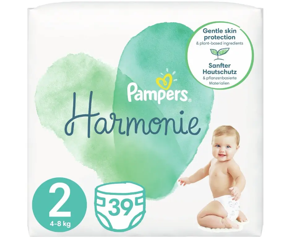Pampers Harmonie Diapers 4-8kg, size 2-MINI, 39pcs