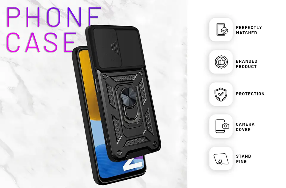 Etui Alogy Camshield Stand Ring z osłonką na aparat do Samsung Galaxy M52