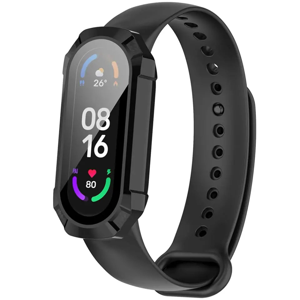 Etui ochronne 2w1 nakładka wbudowane szkło do Xiaomi Mi Band 7 / 7 NFC Alogy Classic Case Czarne