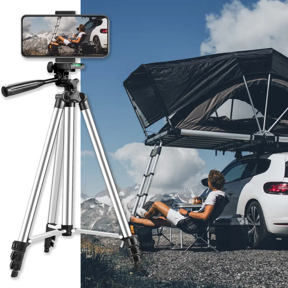 Statyw tripod Alogy lekki z pilotem i torbą uchwyt na smartfon, telefon, aparat do zdjęć 105cm 4w1