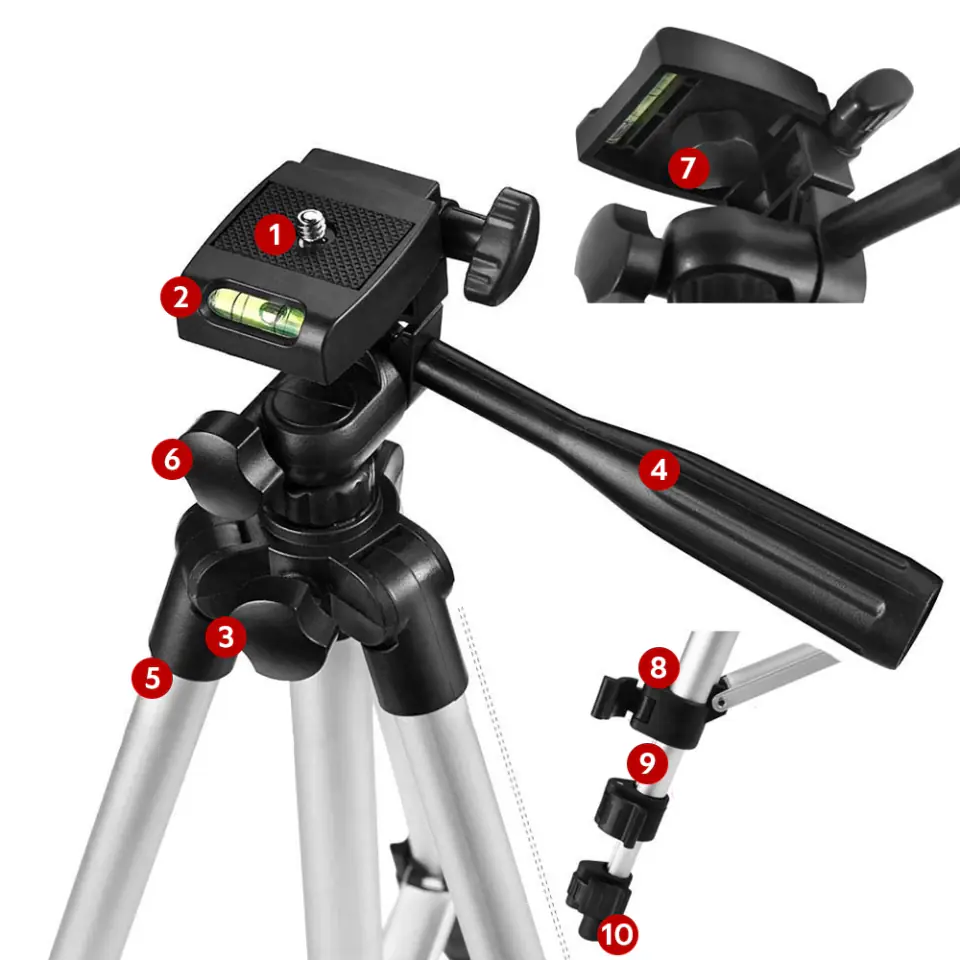 Statyw tripod Alogy lekki z pilotem i torbą uchwyt na smartfon, telefon, aparat do zdjęć 105cm 4w1