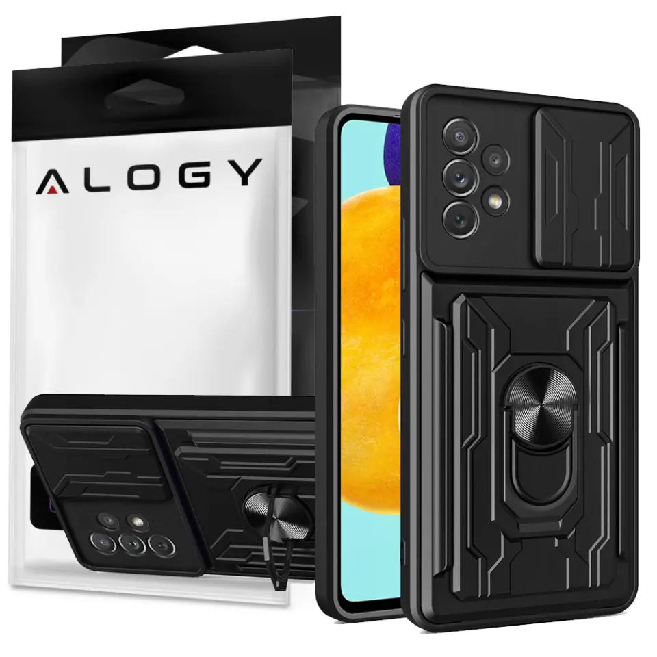 Etui Alogy Camshield Ring Wallet Case z osłonką na aparat i portfelem do Samsung Galaxy A53 Black