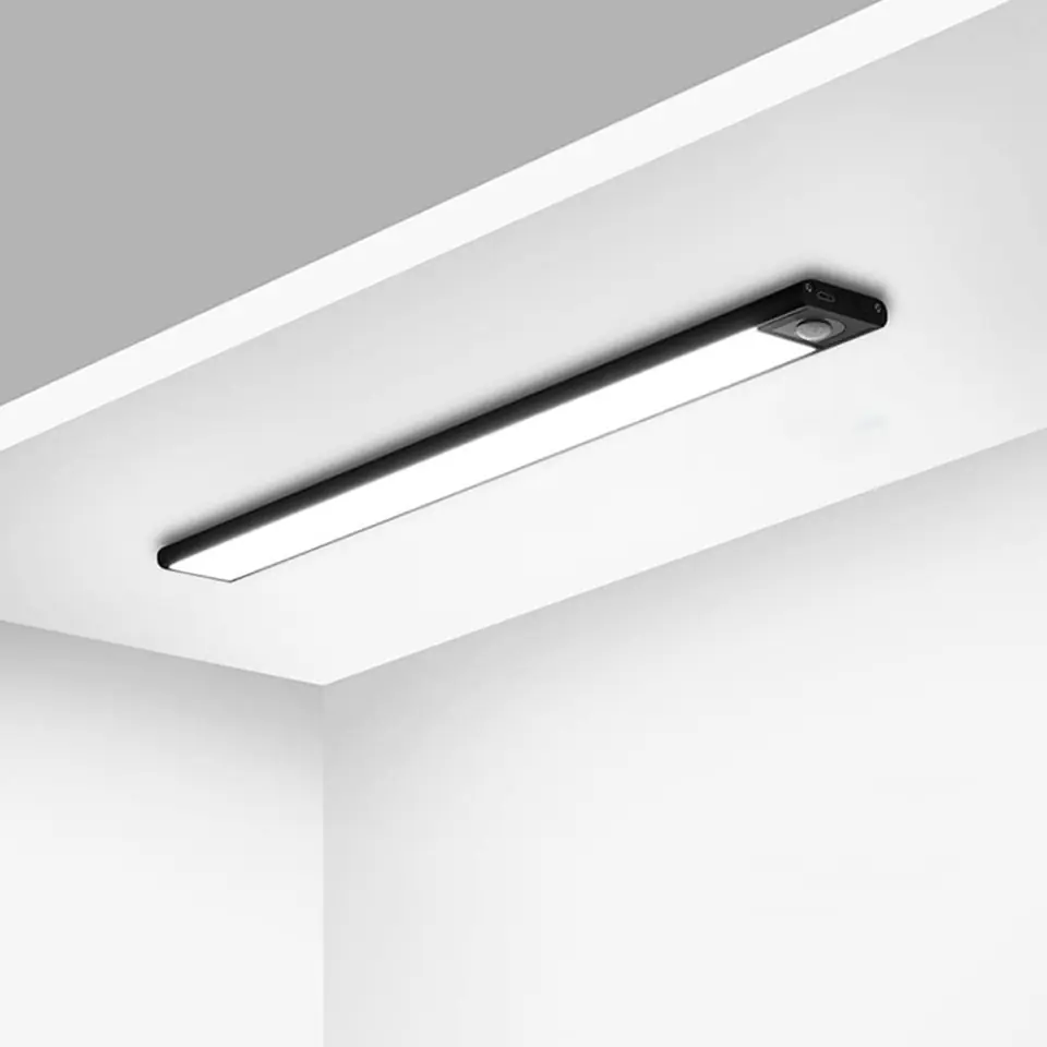 Lampa Alogy listwa Slim LED podszafkowa oświetlenie meblowe na magnes z akumulatorem czujnik 40cm czarna