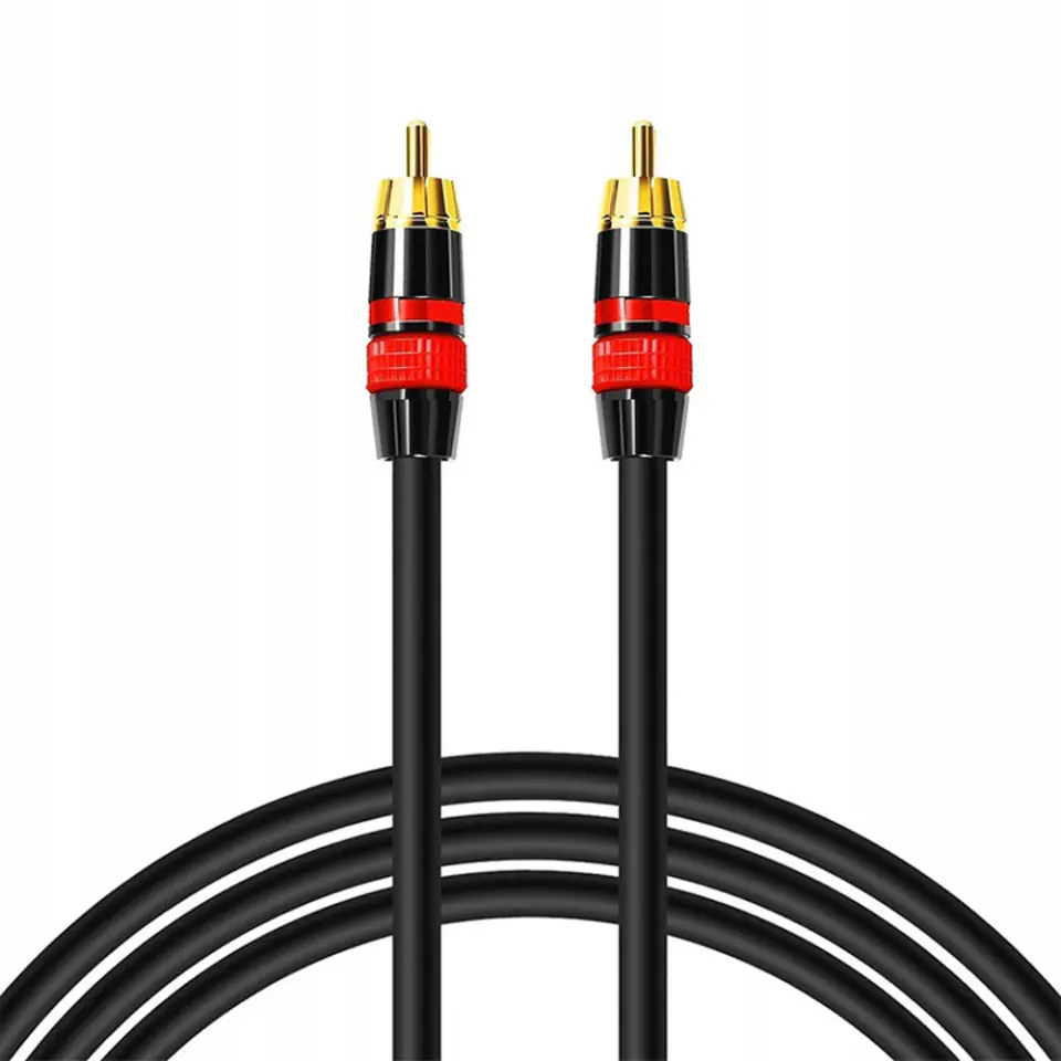 3m Kabel RCA do RCA (cinch) przewód Subwoofer premium MOZOS czarno-czerwony pozłacane wtyki