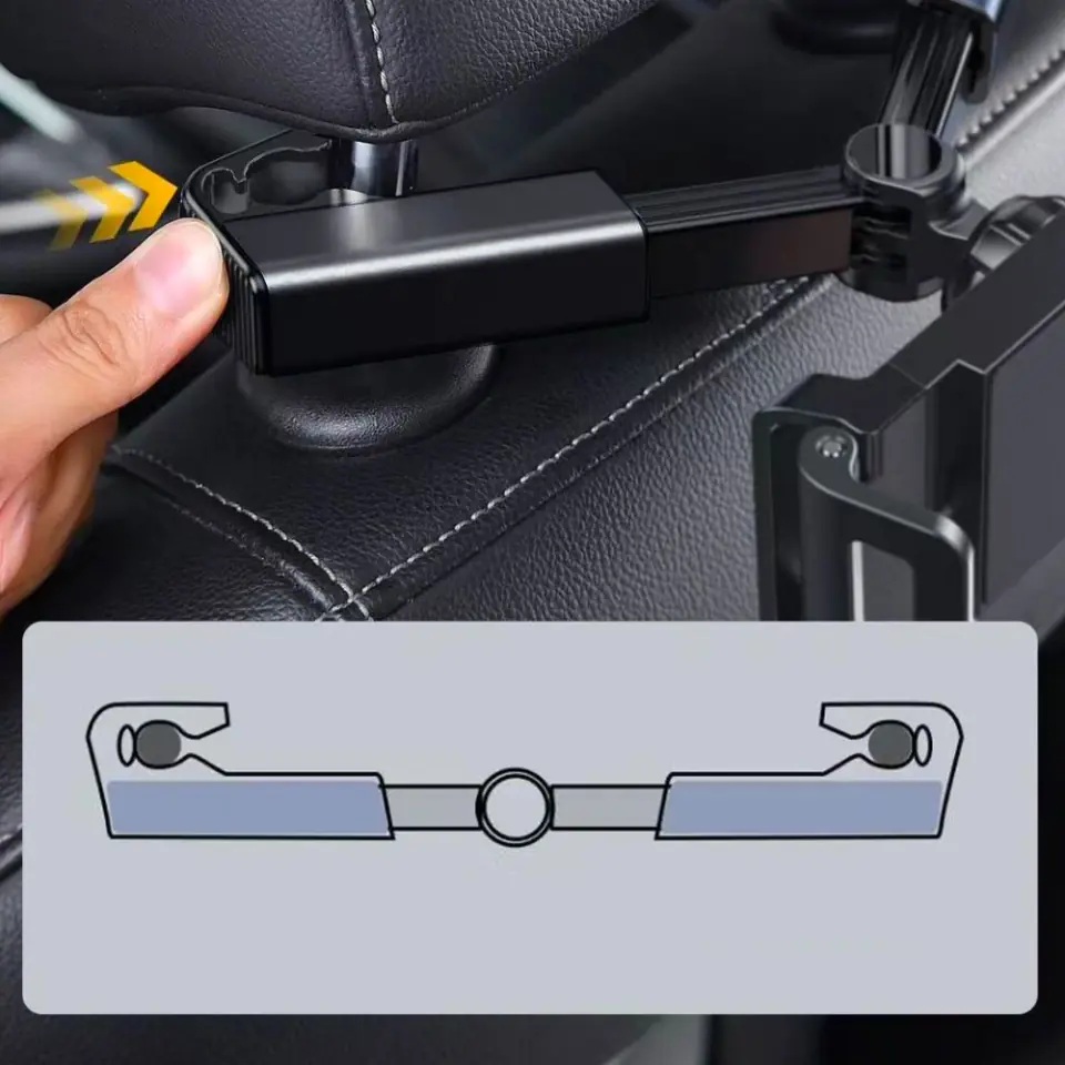 Uchwyt samochodowy na telefon/ tablet 4.7-12.9" Alogy Car Headrest Holder na zagłówek czarny