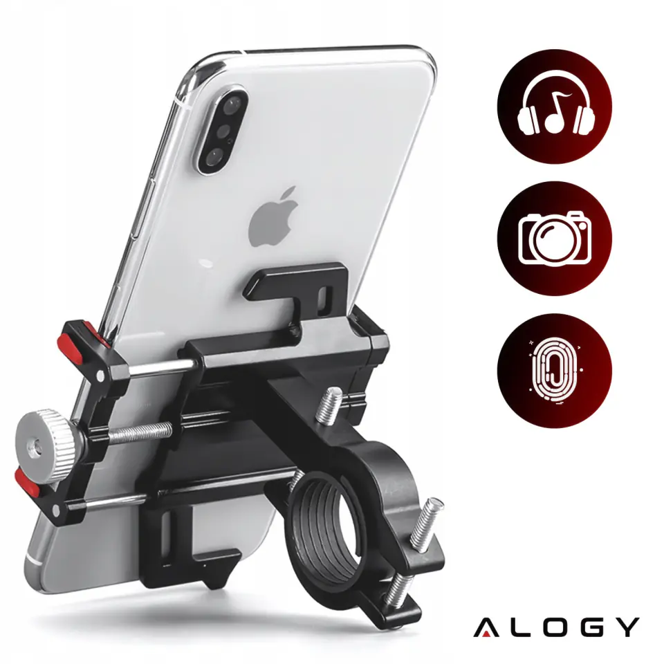 Uchwyt rowerowy na kierownicę Alogy Bike Phone Holder do telefonu 55-95mm na rower motor hulajnogę Czarny