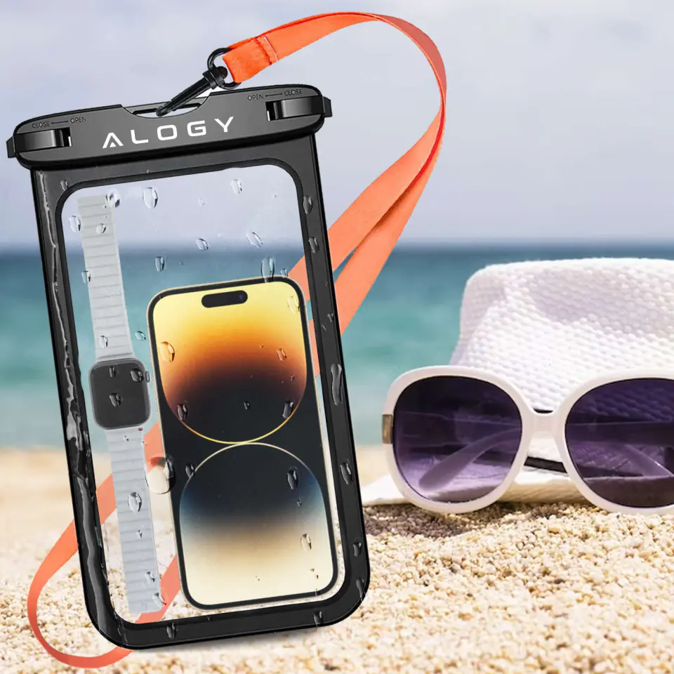 Etui wodoodporne duże Alogy Waterproof Case torba wodoszczelna uniwersalna IPX8 na telefon i dokumenty do 9 cali  Czarne