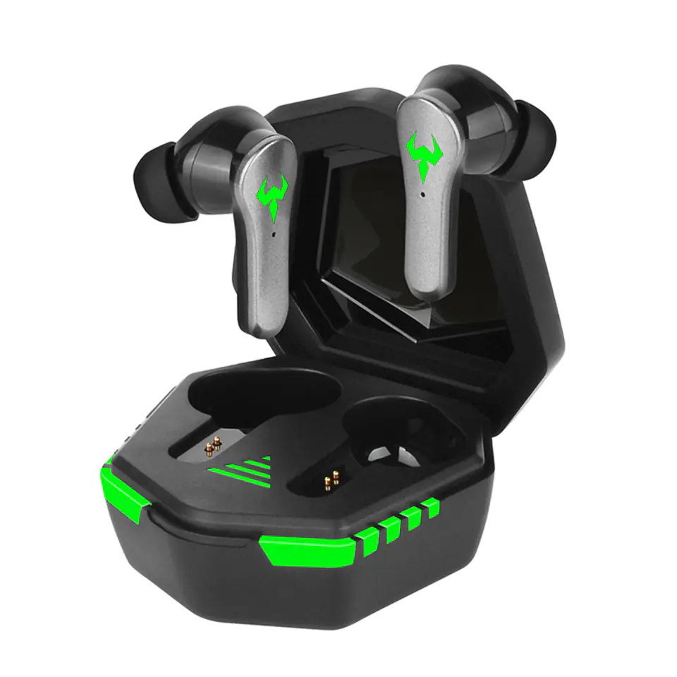Słuchawki bezprzewodowe Bluetooth 5.2 Alogy TWS 9D EarPhones z stacja dokująca z mikrofon PowerBank dla graczy Czarne