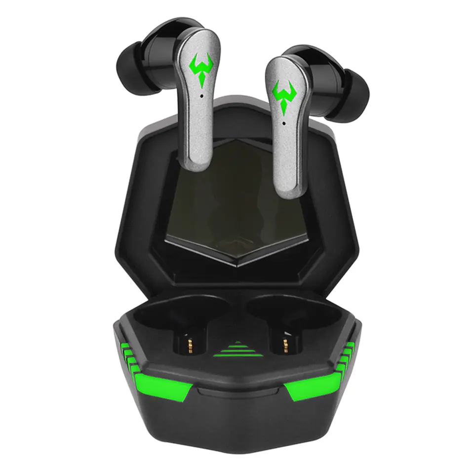 Słuchawki bezprzewodowe Bluetooth 5.2 Alogy TWS 9D EarPhones z stacja dokująca z mikrofon PowerBank dla graczy Czarne