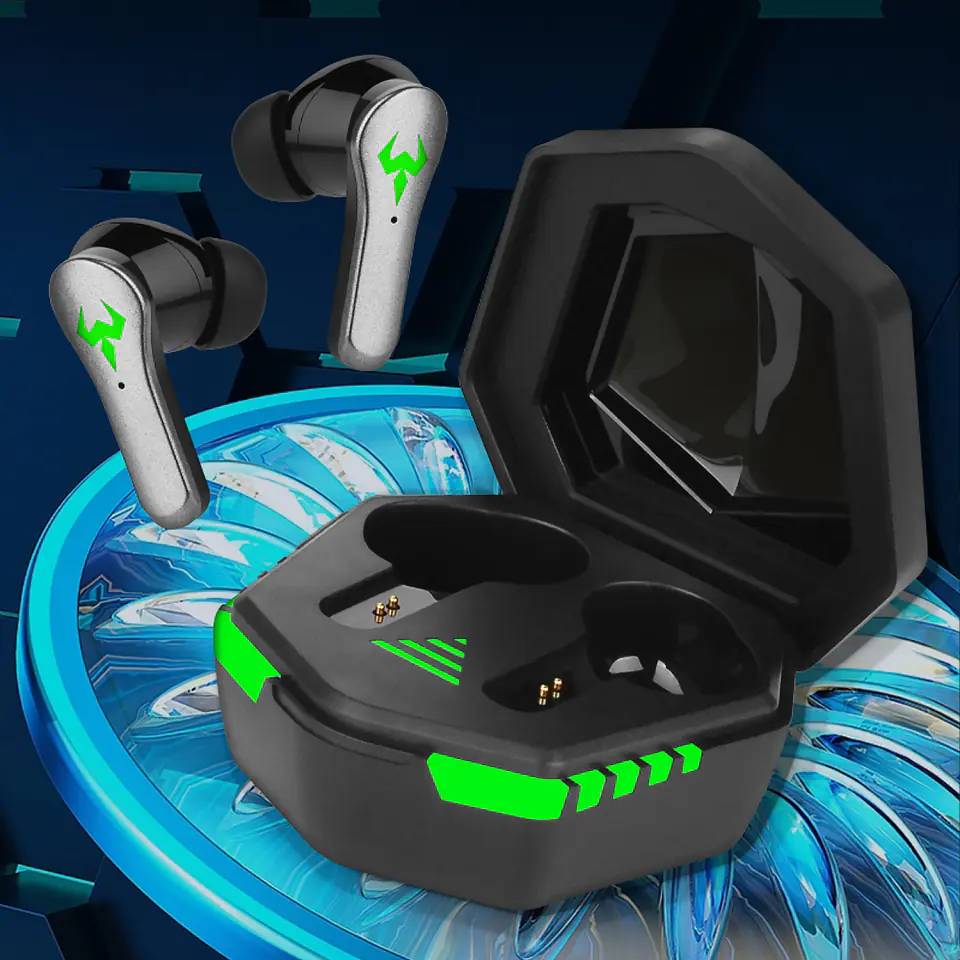 Słuchawki bezprzewodowe Bluetooth 5.2 Alogy TWS 9D EarPhones z stacja dokująca z mikrofon PowerBank dla graczy Czarne