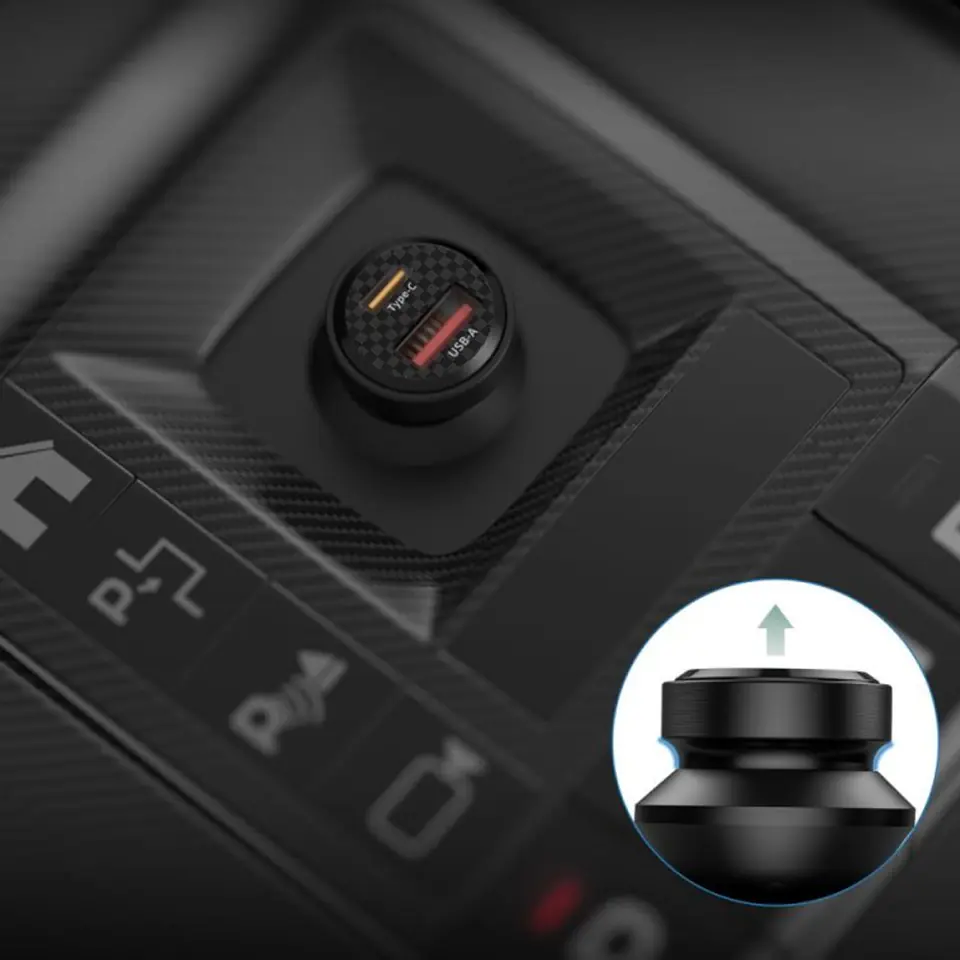 Ładowarka samochodowa CC45W USB USB-C Type C 2-Port Car Charger PowerDelivery PD 45W QuickCharge QC 3.0 Black