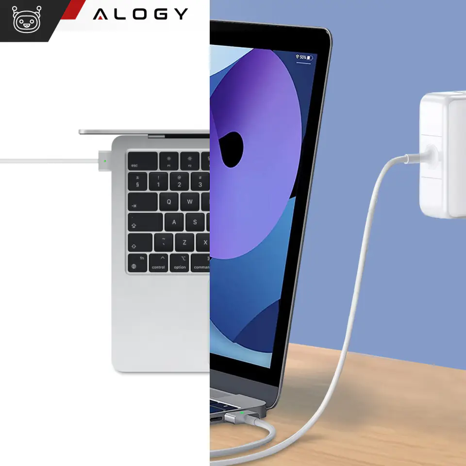 Ładowarka do MacBooka Alogy Charger Zasilacz do Apple MacBook MagSafe 2 T-type 60W Biała