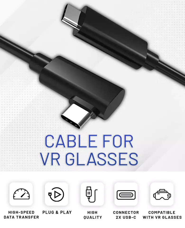 Kabel do okularów VR Alogy przewód USB Type-C 5m do Oculus Link Quest 1 2 Czarny