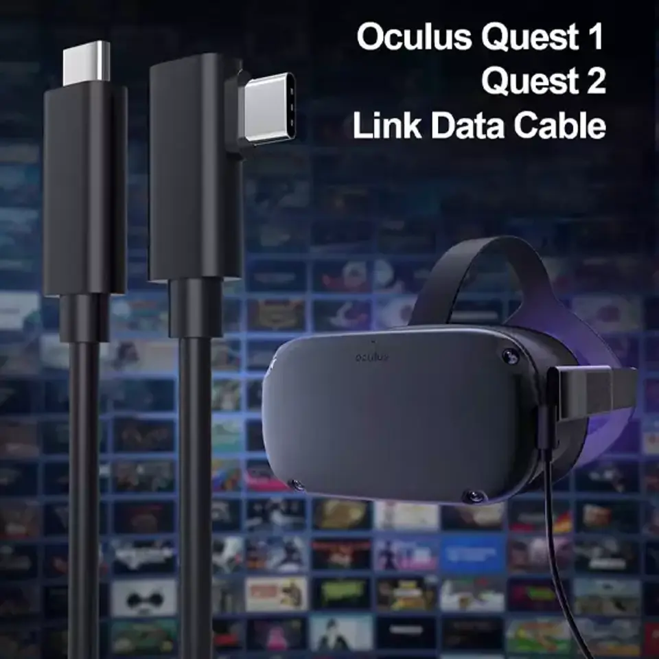 Kabel do okularów VR Alogy przewód USB Type-C 5m do Oculus Link Quest 1 2 Czarny