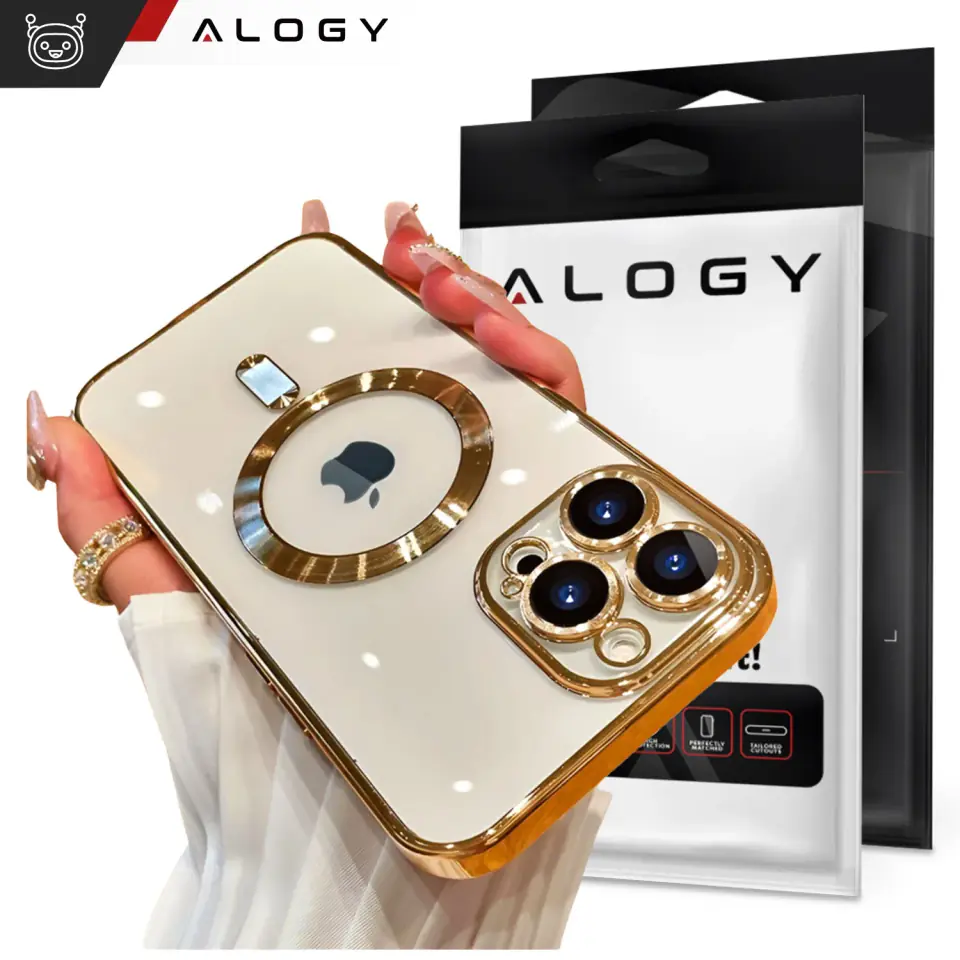 Etui MagSafe Case do iPhone 13 Pro Alogy Glamour Luxury Ring obudowa Złoto-przezroczyste