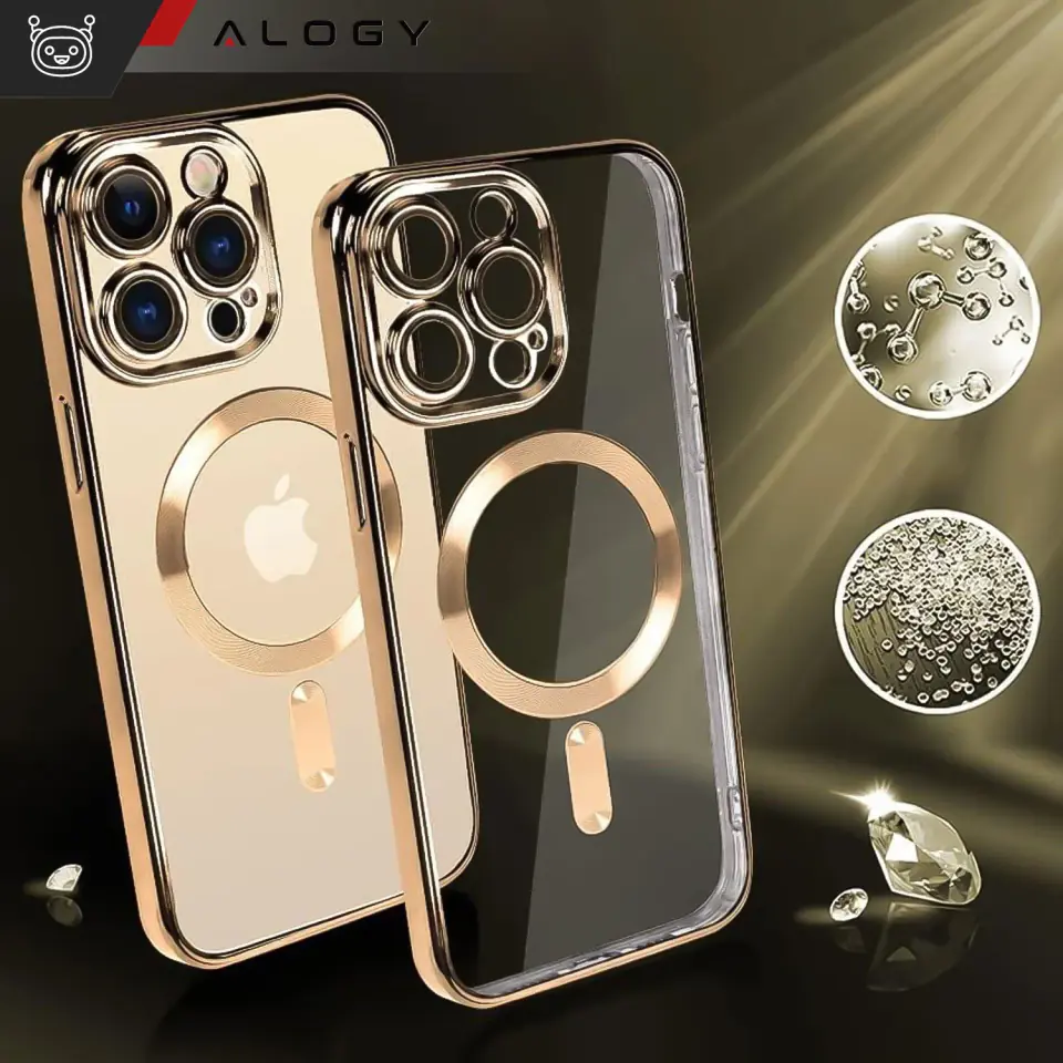 Etui MagSafe Case do Apple iPhone 14 Pro Alogy Glamour Luxury Ring obudowa Złoto-przezroczyste