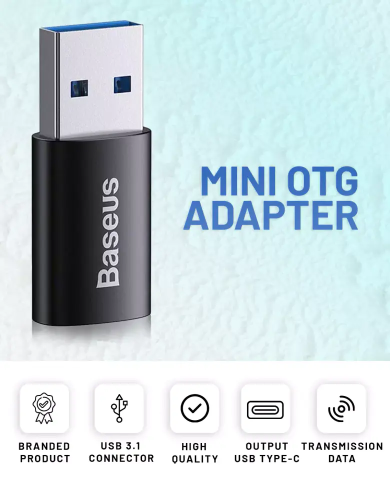 USB-A to USB-C Adapter Baseus Ingenuity OTG Blue