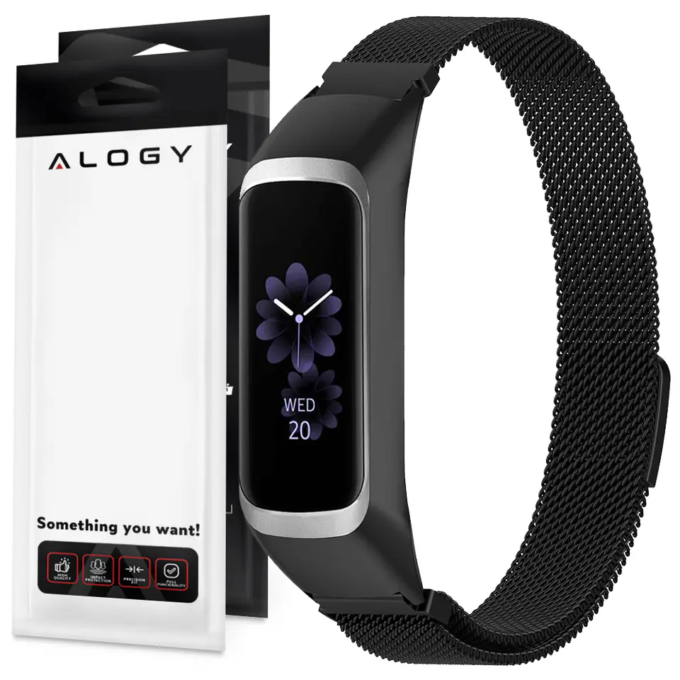 Bransoleta Milanese pasek Alogy stal nierdzewna do Samsung Galaxy Fit 2 SM-R220 Złota