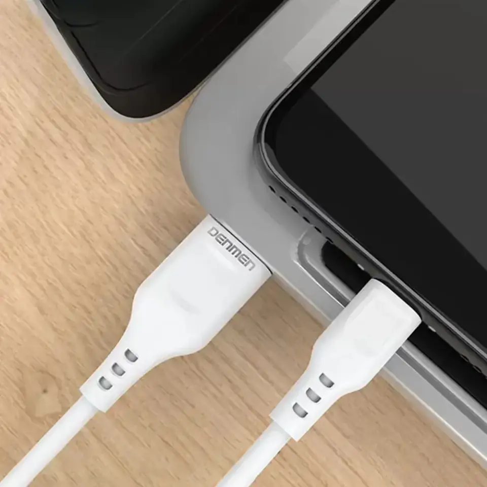 Kabel przewód USB do USB-C Type C Denmen D01T szybkie ładowanie 2.4A 1m Biały