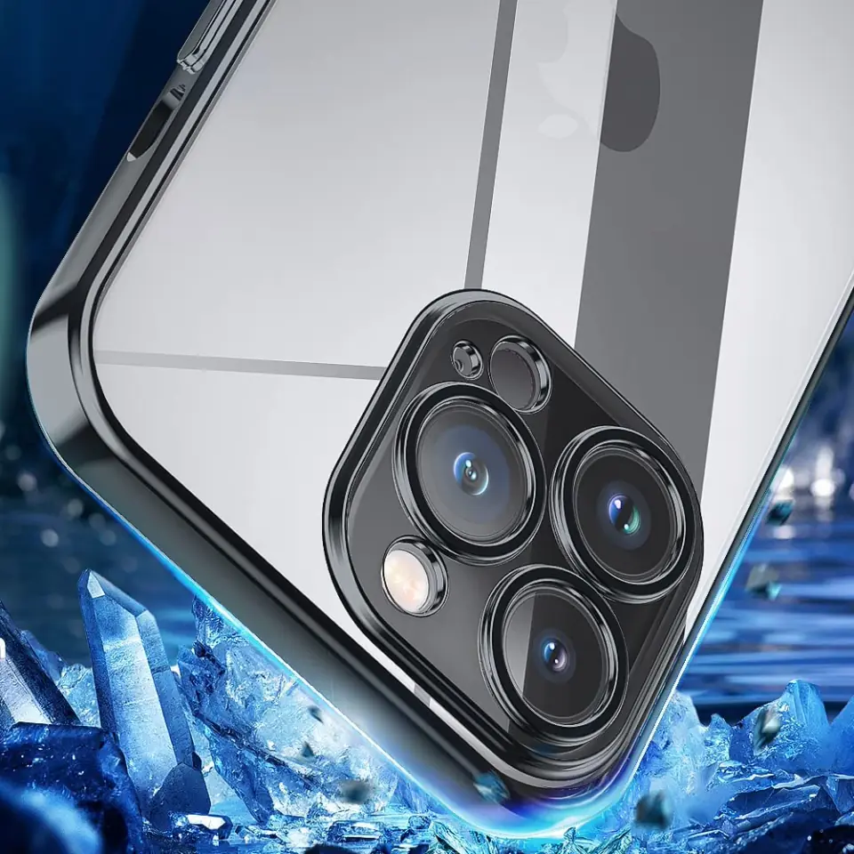 Etui Alogy TPU Luxury Case z osłonką na aparat do Apple iPhone 12 Pro czarno-przezroczyste