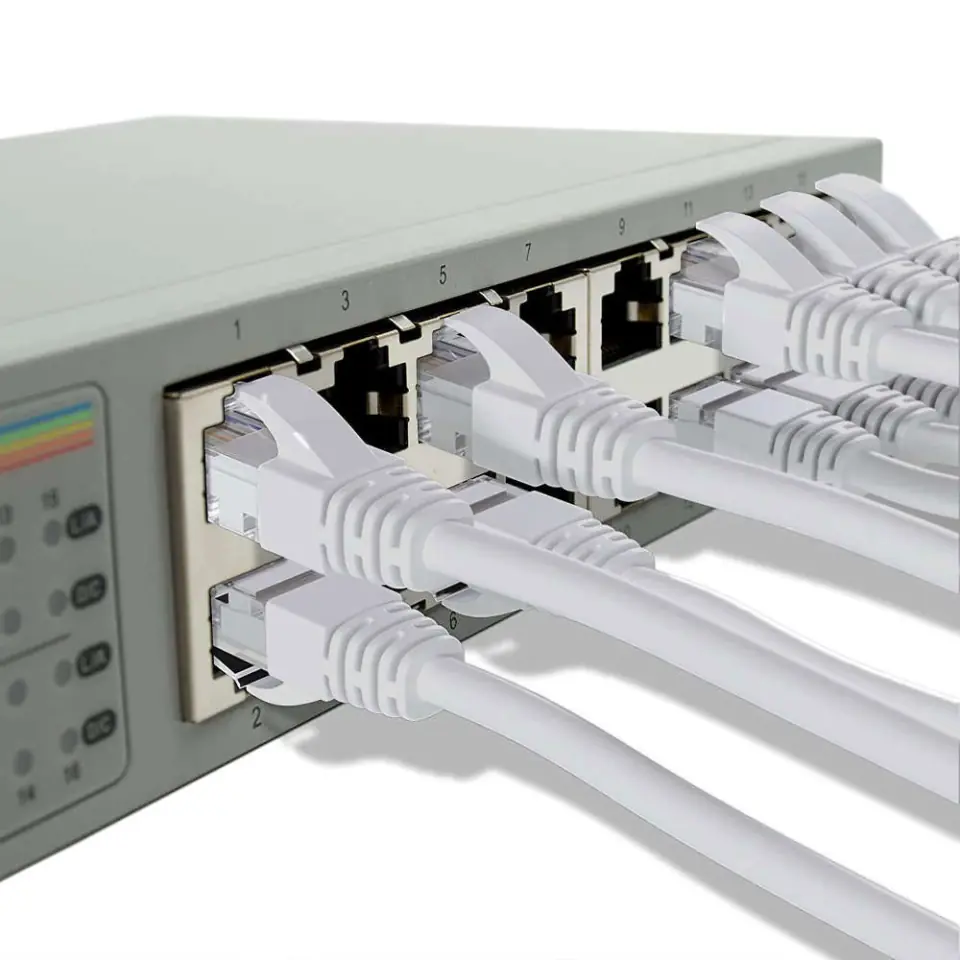 Kabel przewód sieciowy szybki Skrętka Gold LAN UTP 5E RJ-45 30m internetowy biały