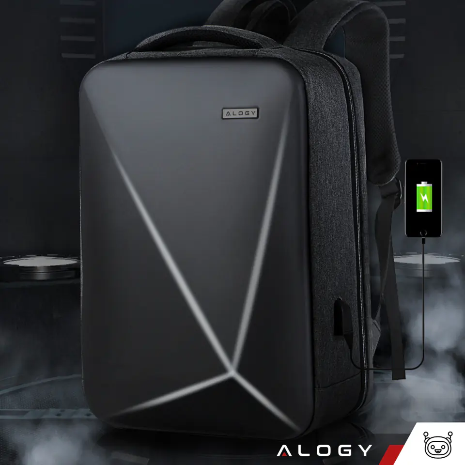 Plecak antykradzieżowy Alogy Urban Safe na laptopa 15,6" z portem USB duży wodoodporny Unisex Czarny