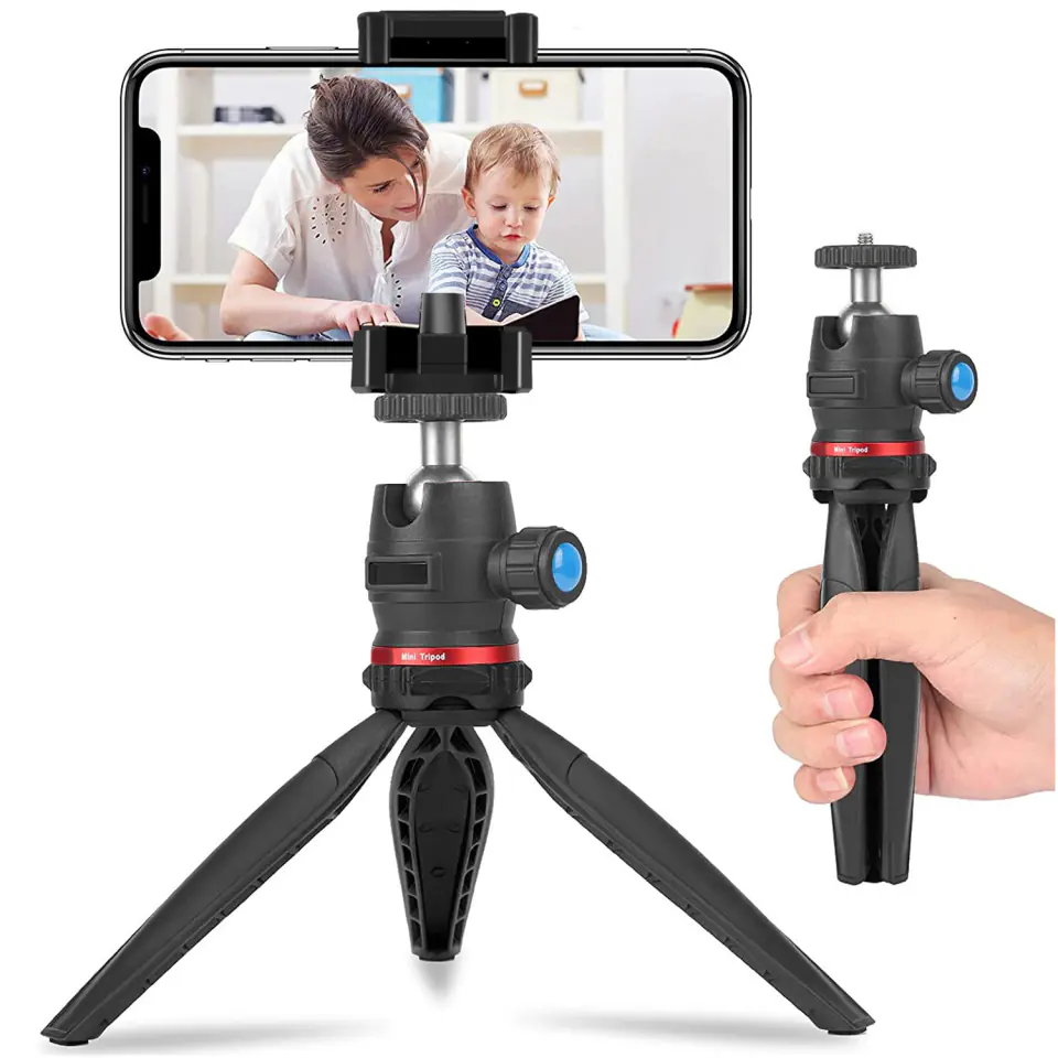 Uchwyt na telefon Alogy Mini Tripod Trójnóg Liginn do robienia zdjęć do telefonu kamery GoPro lampy ring 1/4 Czarny