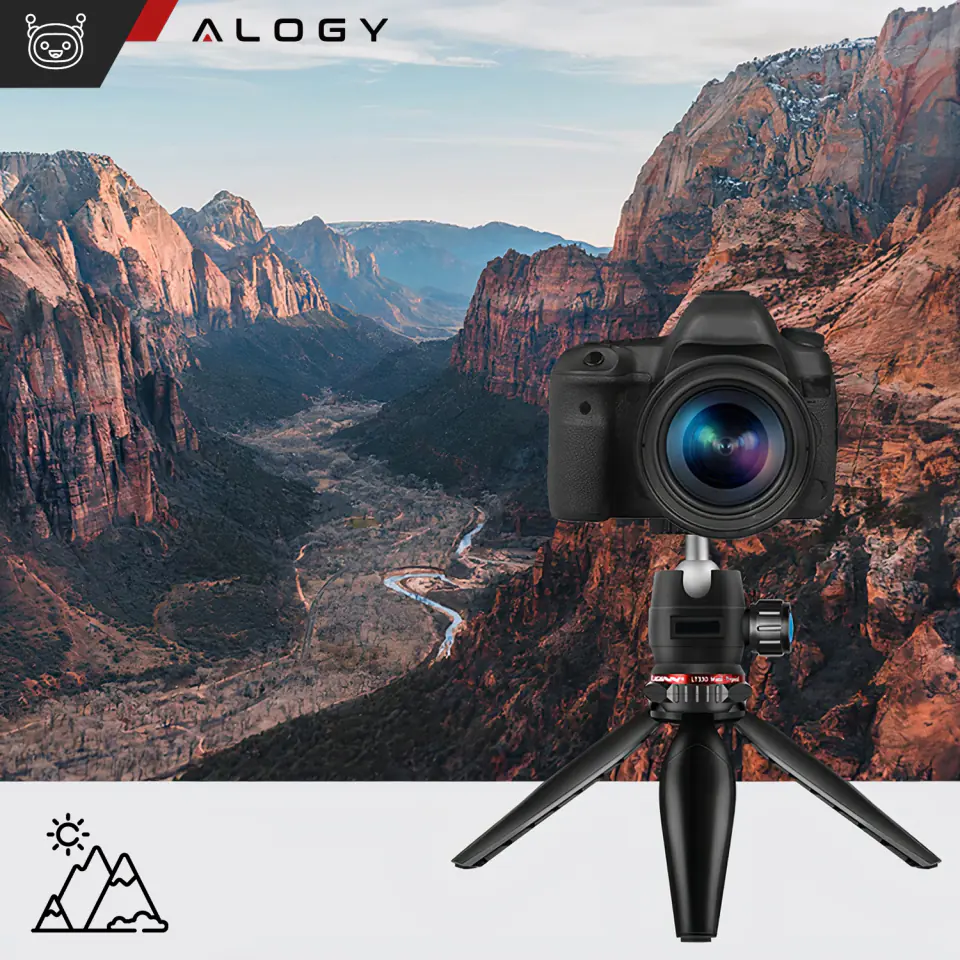 Uchwyt na telefon Alogy Mini Tripod Trójnóg Liginn do robienia zdjęć do telefonu kamery GoPro lampy ring 1/4 Czarny